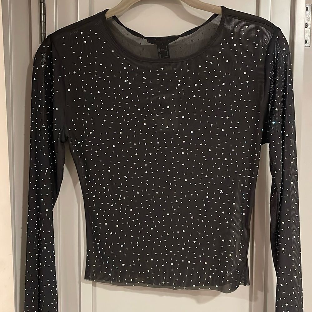 Forever 21 Sheer Rhinestone Top (NWT) Size Small